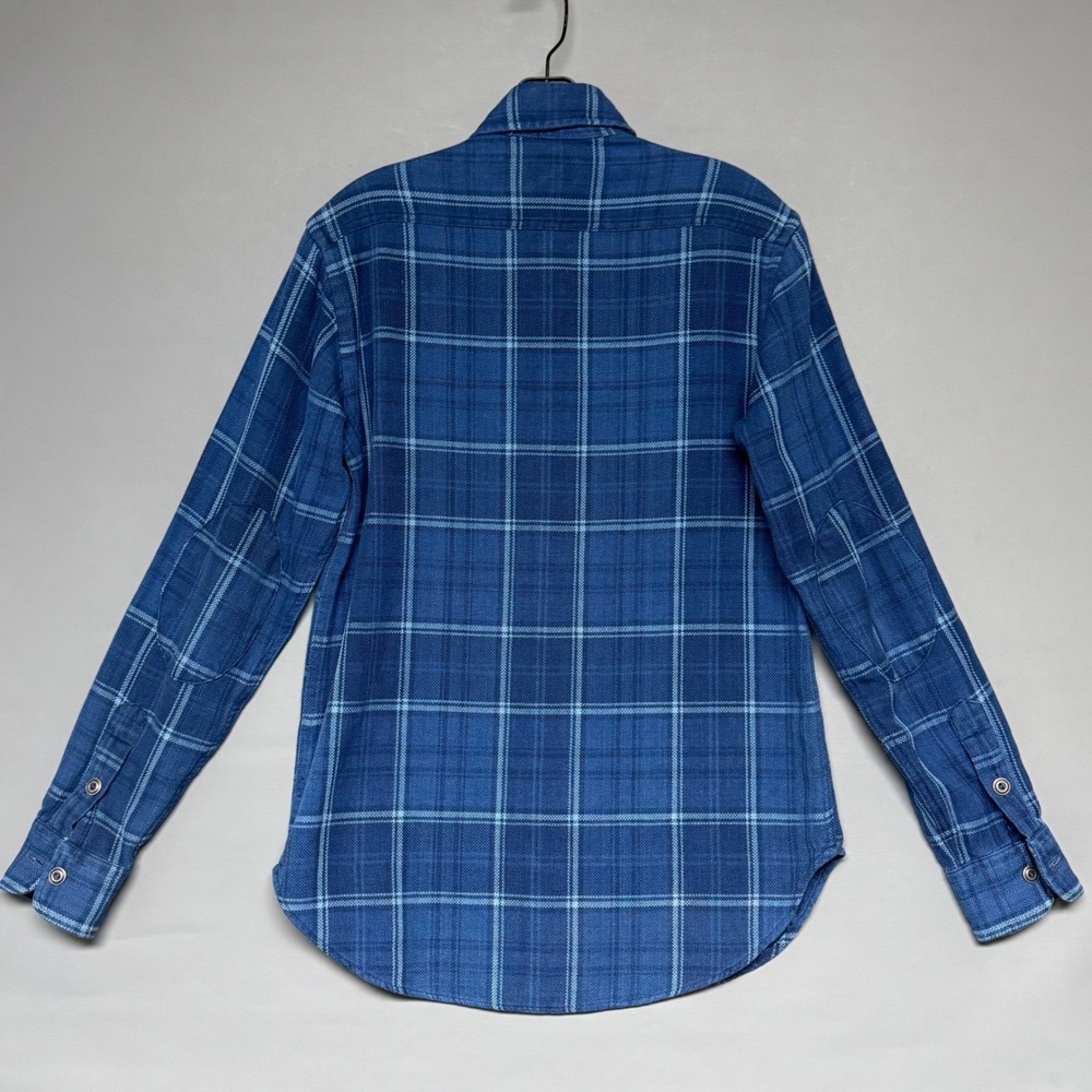Polo Ralph Lauren Mens‎ XS Blue Plaid Flannel Elbow Patch Work Shirt - Picture 2 of 7